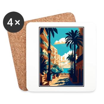 Málaga Spanien Vintage Reiseposter WPA Souvenir - Untersetzer (4er-Set) - Weiß - Vorne