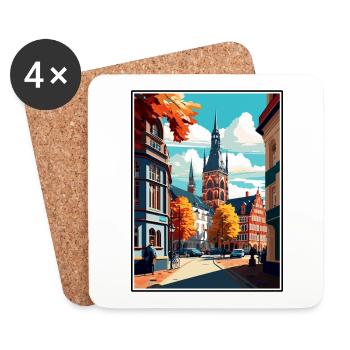 Darmstadt Germany Vintage Travel Poster Souvenir - Coasters (set of 4) - white - Front