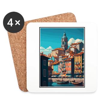 Porto Portugal Vintage Travel Poster WPA Souvenir - Coasters (set of 4) - white - Front