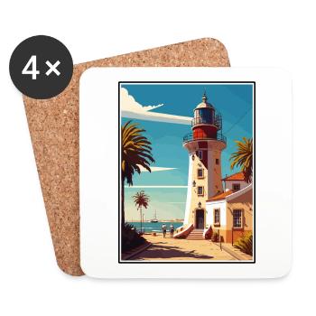 Faro Portugal Vintage Travel Poster WPA Souvenir - Coasters (set of 4) - white - Front