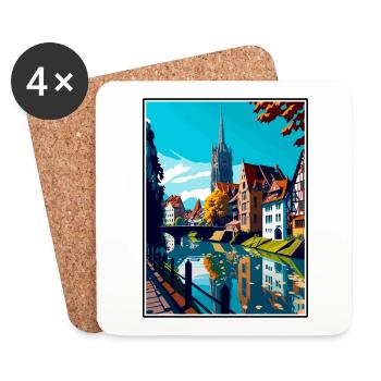 Ulm Germany Vintage Travel Poster WPA Souvenir - Coasters (set of 4) - white - Front