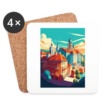 Bratislava Slowakei Vintage Reiseposter Souvenir - Untersetzer (4er-Set) - Weiß - Vorne