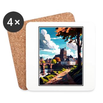Trier Germany Vintage Travel Poster WPA Souvenir - Coasters (set of 4) - white - Front
