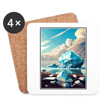 Diamond Beach Islande Vintage Affiche de voyage WPA - Dessous de verre (lot de 4) - blanc - Devant