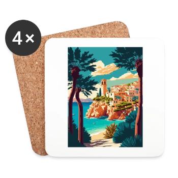 Mallorca Spanien Vintage Reiseposter WPA Souvenir - Untersetzer (4er-Set) - Weiß - Vorne
