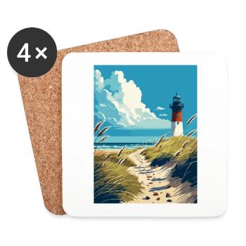 Île de Sylt Allemagne Vintage voyage affiche Souvenir - Dessous de verre (lot de 4) - blanc - Devant