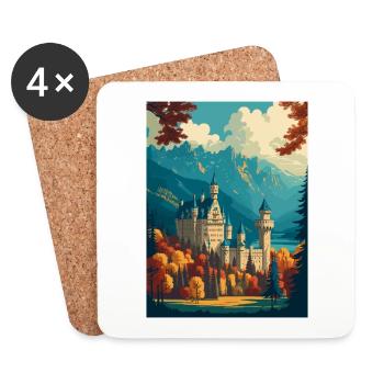 Schwangau Castle Germany Vintage Travel Poster WPA - Coasters (set of 4) - white - Front