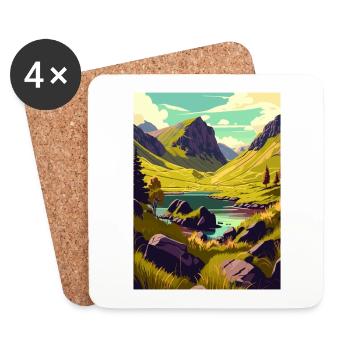 Schottische Highlands Schottland Vintage Reiseposter - Untersetzer (4er-Set) - Weiß - Vorne