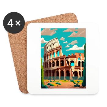 Rome Italy Vintage Travel Poster WPA Souvenir - Coasters (set of 4) - white - Front