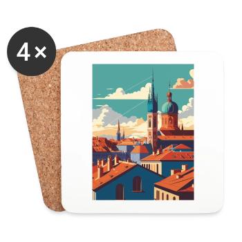 Zagreb Kroatien Skyline Vintage Reiseposter WPA - Untersetzer (4er-Set) - Weiß - Vorne