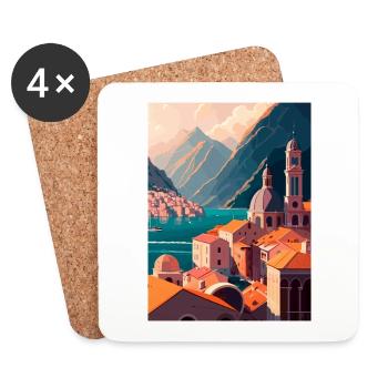 Kotor Monténégro Vintage voyage affiche Souvenir - Dessous de verre (lot de 4) - blanc - Devant