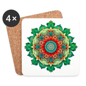 Kaleidoscope Flower Mandala - Coasters (set of 4) - white - Front