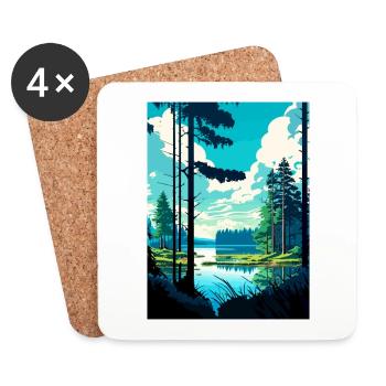 Bialowieża Pologne Affiche de voyage vintage souvenir - Dessous de verre (lot de 4) - blanc - Devant