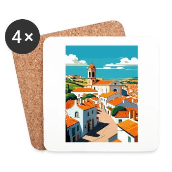 Alentejo Portugal Vintage voyage affiche Souvenir - Dessous de verre (lot de 4) - blanc - Devant