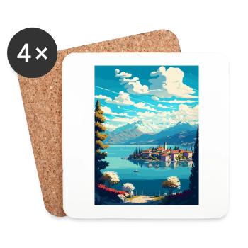 Lago Maggiore Schweiz Vintage Reiseposter - Untersetzer (4er-Set) - Weiß - Vorne