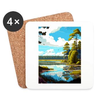 Hoge Kempen Belgium Vintage Travel Poster Souvenir - Coasters (set of 4) - white - Front