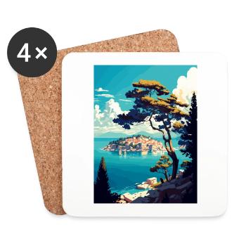 Vis Island Croatia Vintage Travel Poster Souvenir - Coasters (set of 4) - white - Front