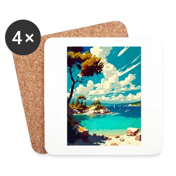 Zrce Strand Kroatien Vintage Reiseposter Souvenir - Untersetzer (4er-Set) - Weiß - Vorne