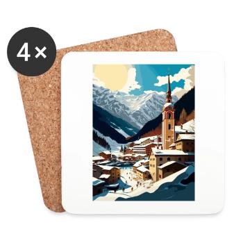 Badgastein Autriche Vintage voyage affiche Souvenir - Dessous de verre (lot de 4) - blanc - Devant
