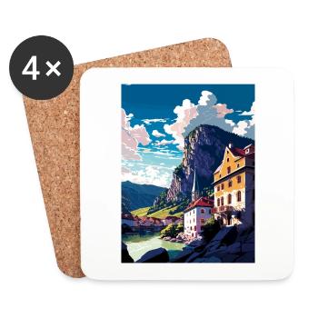Durnstein Autriche Vintage voyage affiche Souvenir - Dessous de verre (lot de 4) - blanc - Devant