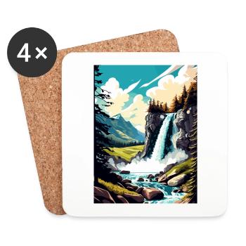 Krimml cascades Autriche Vintage voyage affiche - Dessous de verre (lot de 4) - blanc - Devant
