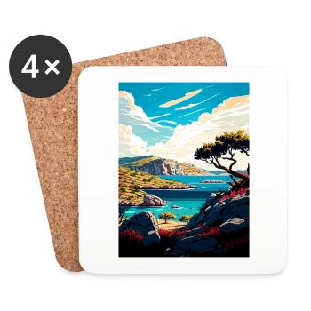 Kornati Kroatien Vintage Reiseposter WPA Souvenir - Untersetzer (4er-Set) - Weiß - Vorne