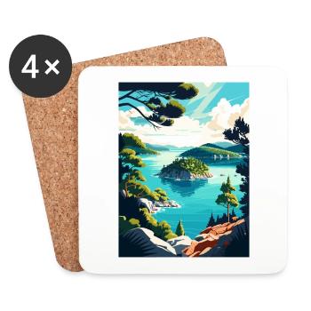 Mljet Nationalpark Kroatien Vintage Reiseposter - Untersetzer (4er-Set) - Weiß - Vorne