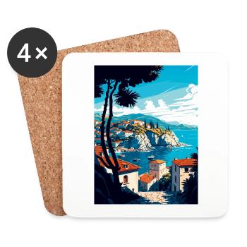 Ston Kroatien Vintage Reiseposter WPA Souvenir - Untersetzer (4er-Set) - Weiß - Vorne