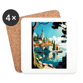 Skradin Kroatien Vintage Reiseposter WPA Souvenir - Untersetzer (4er-Set) - Weiß - Vorne