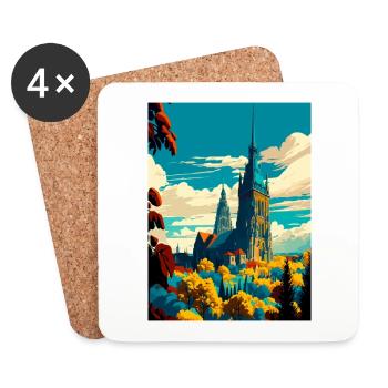 Kassel Germany Vintage Travel Poster WPA Souvenir - Coasters (set of 4) - white - Front