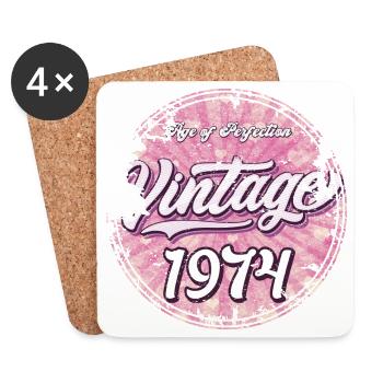 Vintage 1974 Pink Retro Design - Coasters (set of 4) - white - Front