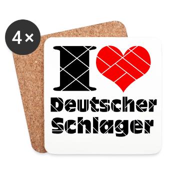 Schlager Party , Schlager Musik , I Love Schlager - Untersetzer (4er-Set) - Weiß - Vorne