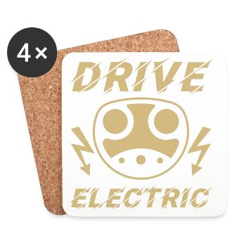 Drive Electric Supercharge - Elektro Auto Fans - Untersetzer (4er-Set) - Weiß - Vorne