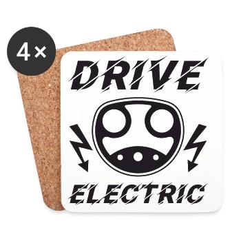 Drive Electric Supercharge - Elektro Auto Fans - Untersetzer (4er-Set) - Weiß - Vorne