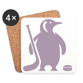 Minimalistische Pinguin Eishockey Silhouette - Untersetzer (4er-Set) - Weiß - Vorne