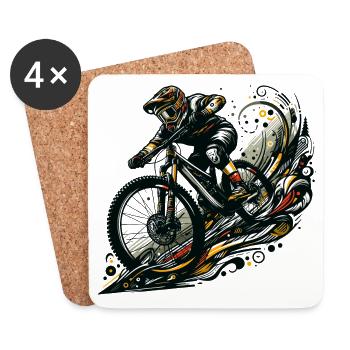 MTB Mountainbiking Downhill Geschenk - Untersetzer (4er-Set) - Weiß - Vorne