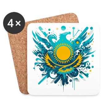 Kazakhstan cadeau astucieux - Dessous de verre (lot de 4) - blanc - Devant