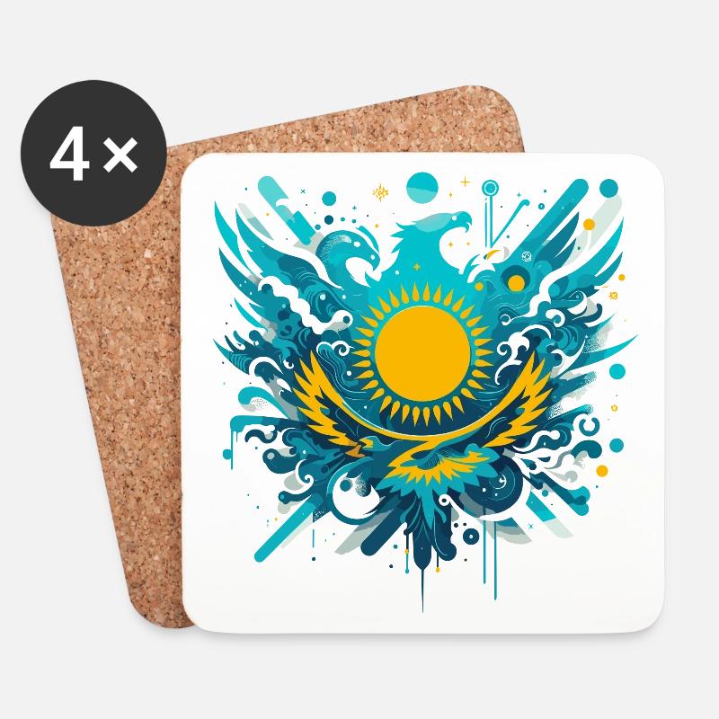Kasachstan kunstvoll Geschenk - Untersetzer (4er-Set) - Weiß