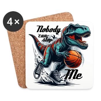 Cadeau de basket-ball T-Rex - Dessous de verre (lot de 4) - blanc - Devant