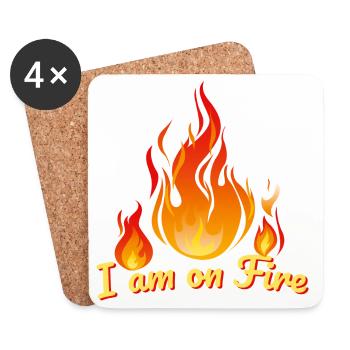 i am on fire feuer heiss spruch humor feuerwehr hot - Coasters (set of 4) - white - Front