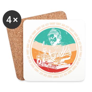 DJ Buddha - let that shit go - Dessous de verre (lot de 4) - blanc - Devant