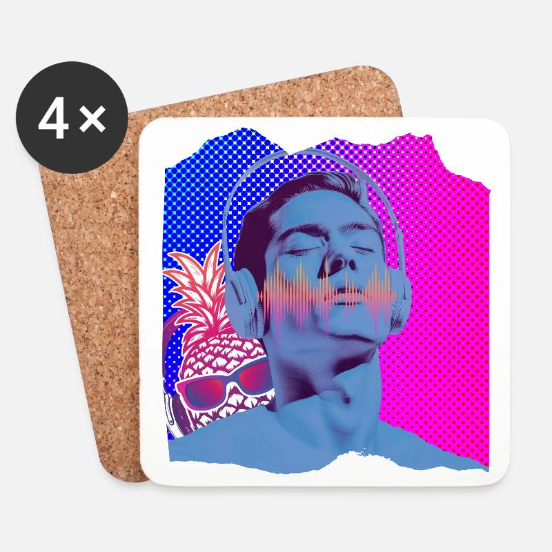 Musik Pop Art - Untersetzer (4er-Set) - Weiß