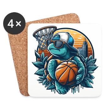 Cadeau de lunettes de soleil de tortue de basket-ball - Dessous de verre (lot de 4) - blanc - Devant