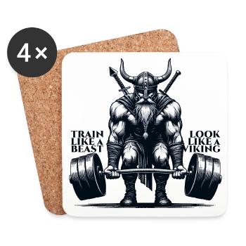 Cadeau de soulevé de terre Viking - Dessous de verre (lot de 4) - blanc - Devant