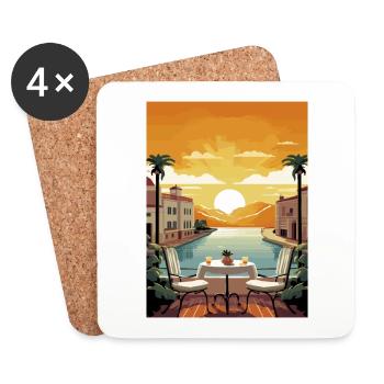 Málaga Spanien Vintage Reiseposter WPA Souvenir - Untersetzer (4er-Set) - Weiß - Vorne