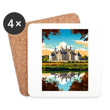 Loire-Tal Frankreich Vintage Reiseposter Souvenir - Untersetzer (4er-Set) - Weiß - Vorne