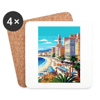 Nizza Francescape Vintage Reiseposter Souvenir - Untersetzer (4er-Set) - Weiß - Vorne