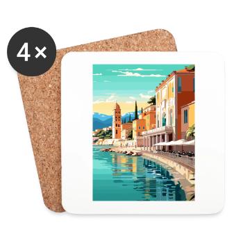 Nizza Francescape Vintage Reiseposter Souvenir - Untersetzer (4er-Set) - Weiß - Vorne