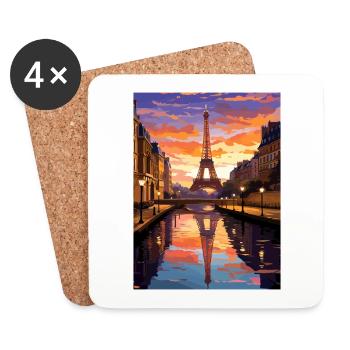 Paris Frankreich Vintage Reiseposter WPA Souvenir - Untersetzer (4er-Set) - Weiß - Vorne
