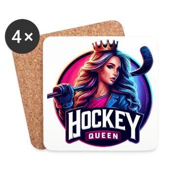Hockey Queen Girl - Coasters (set of 4) - white - Front